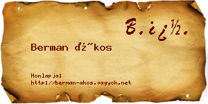Berman Ákos névjegykártya